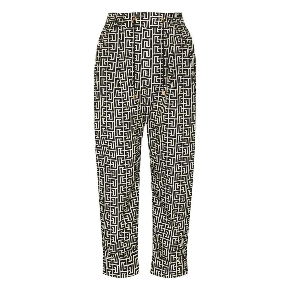 Balmain - Monogram Print Cropped Track Pants - FR 38
